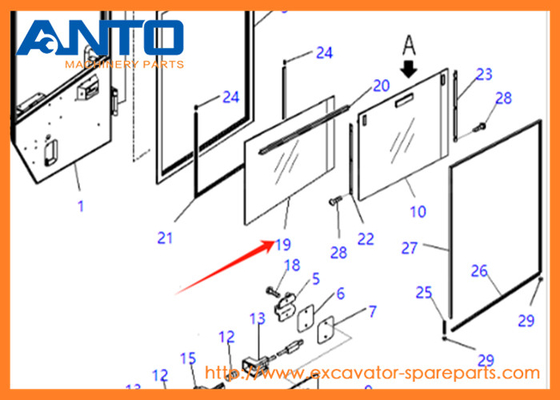 421-925-4711 4219254711 Glass Fit KOMATSU Excavatrice à vitesses inférieures ou inférieures à 300 mm