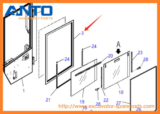 421-925-4641 4219254641 Équipement en verre KOMATSU Excavateur WA380 WA430 WA450 WA470 WA480 WA500